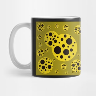 japanese pop art black and yellow polka dot design Mug